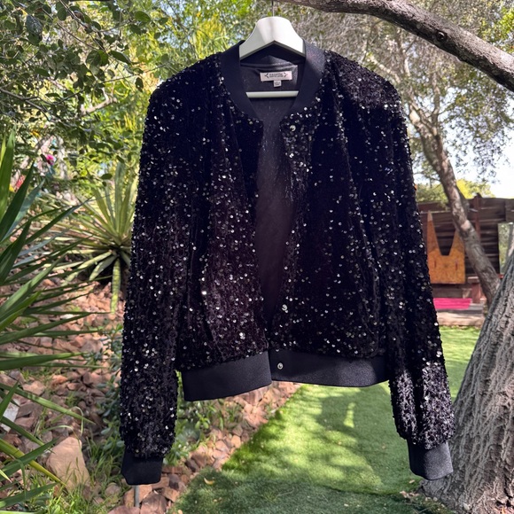 Nanette Lepore Jackets & Blazers - Nanette Lepore Sequined Black Bomber Jacket